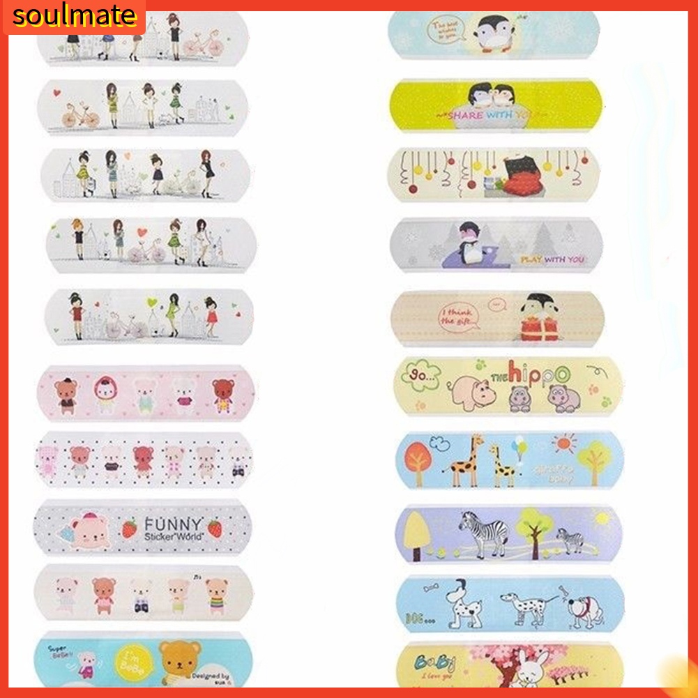 Set 10 / 20 / 50 băng keo cá nhân khẩn cấp chống thấm nước họa tiết hoạt hình dễ thương