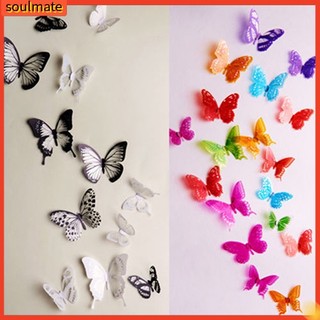 Bộ 18 miếng dán hình bướm 3D trang trí tường / tủ lạnh DIY xinh xắn