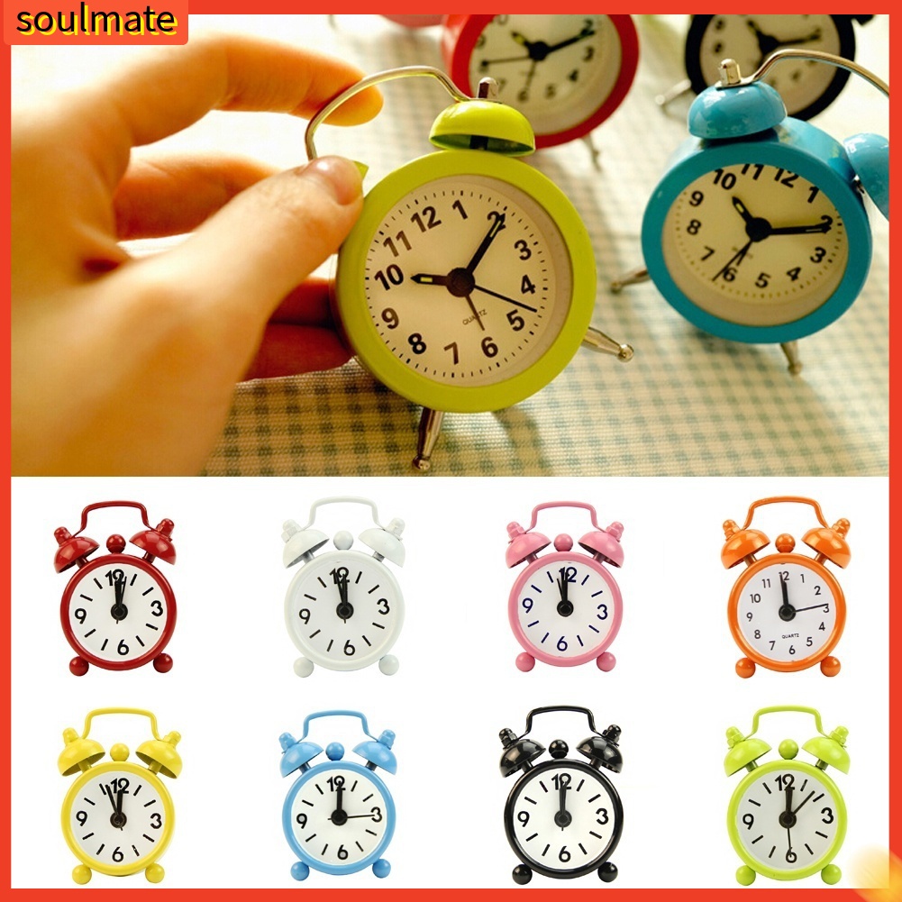 Đồng hồ báo thức để bàn hình tròn mini dễ thương cổ điển chạy pin