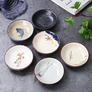 Đĩa sứ nhỏ kiểu Nhật, đĩa gia vị vẽ tay sáng tạo