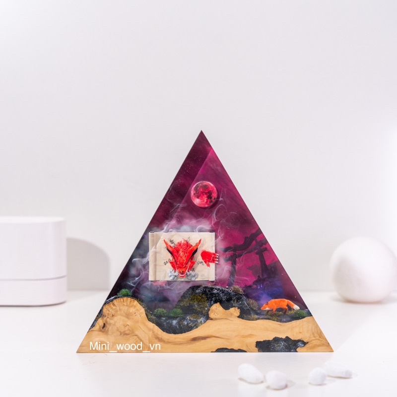 Đèn gỗ resin epoxy Hồ Ly.FOX epoxy lamp resin