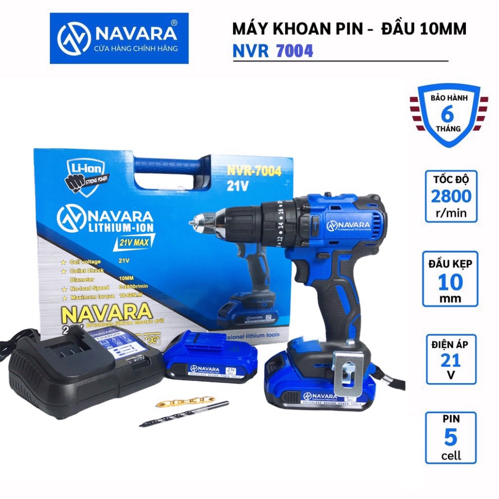 Máy khoan pin Navara 7004 Động cơ bền bỉ và mạnh mẽ, khoan pin navara, máy bắn vít, khoan pin, máy khoan cầm tay