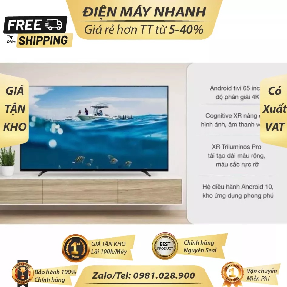 Smart Tivi OLED Sony 65 Inch 4K XR-65A80J /Chính hãng BH:24 tháng tại nhà toàn quốc/ - Mới DMNSG