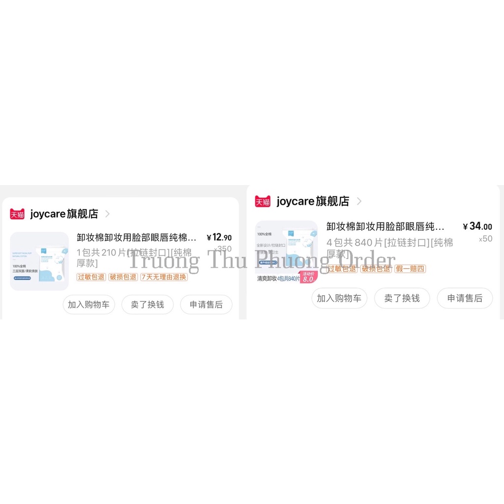 Bông Tẩy Trang Joycare Bản Tmall Dai Mịn Không Xơ