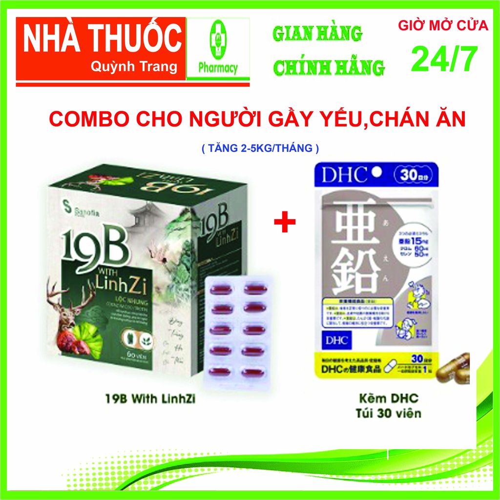 COMBO Cho Người Gấy Yếu,Muốn Ăn Ngon, Tăng Cân-Vitamin 19B  Và Viên uống Kẽm DHC 30 viên .