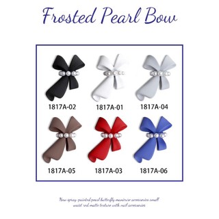 Charm nơ nail trắng đen-nơ dài đính ngọc