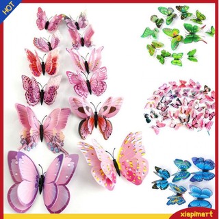 <xiapimart> Bộ 24 miếng dán tường hình con bướm 3D trang trí