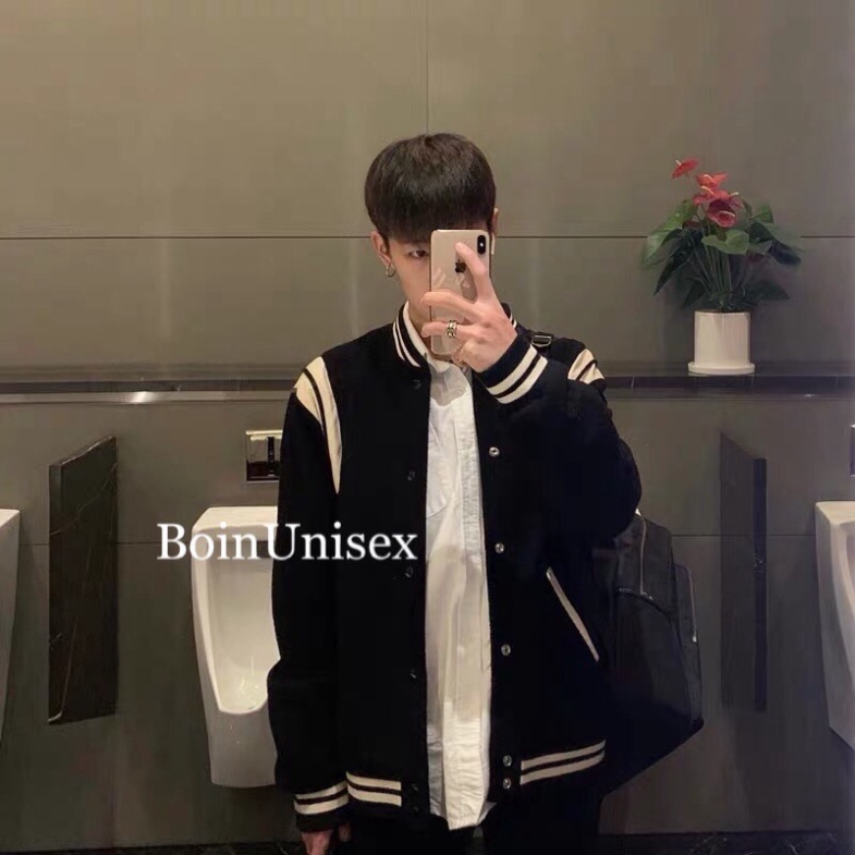 ^ F05 Áo Khoác Bomber Teddy tay da, phong cách Hàn Quốc trẻ trung, Áo Bomber Unisex Nam Nữ ^