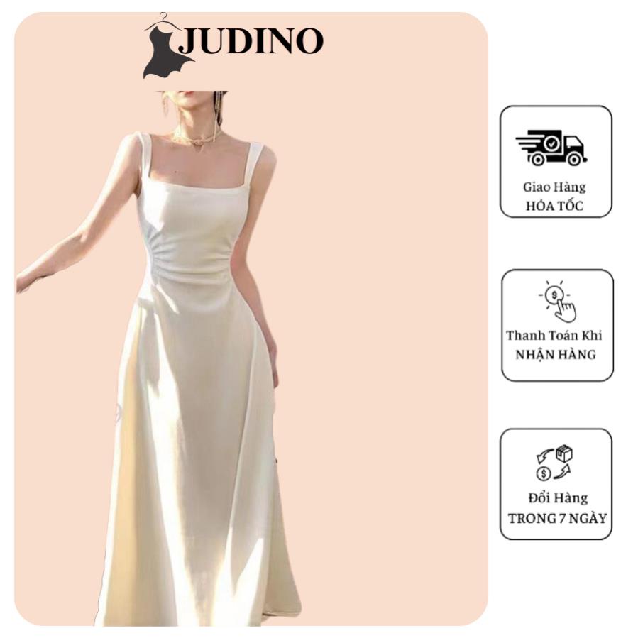 Đầm 2 Dây Màu Trắng Váy Dài Thiết Kế Thích Hợp Chít Eo Khí Chất Kiểu Pháp Chữ A Mẫu Mới Năm 2023 Cho Nữ Mùa Hè JUDINO