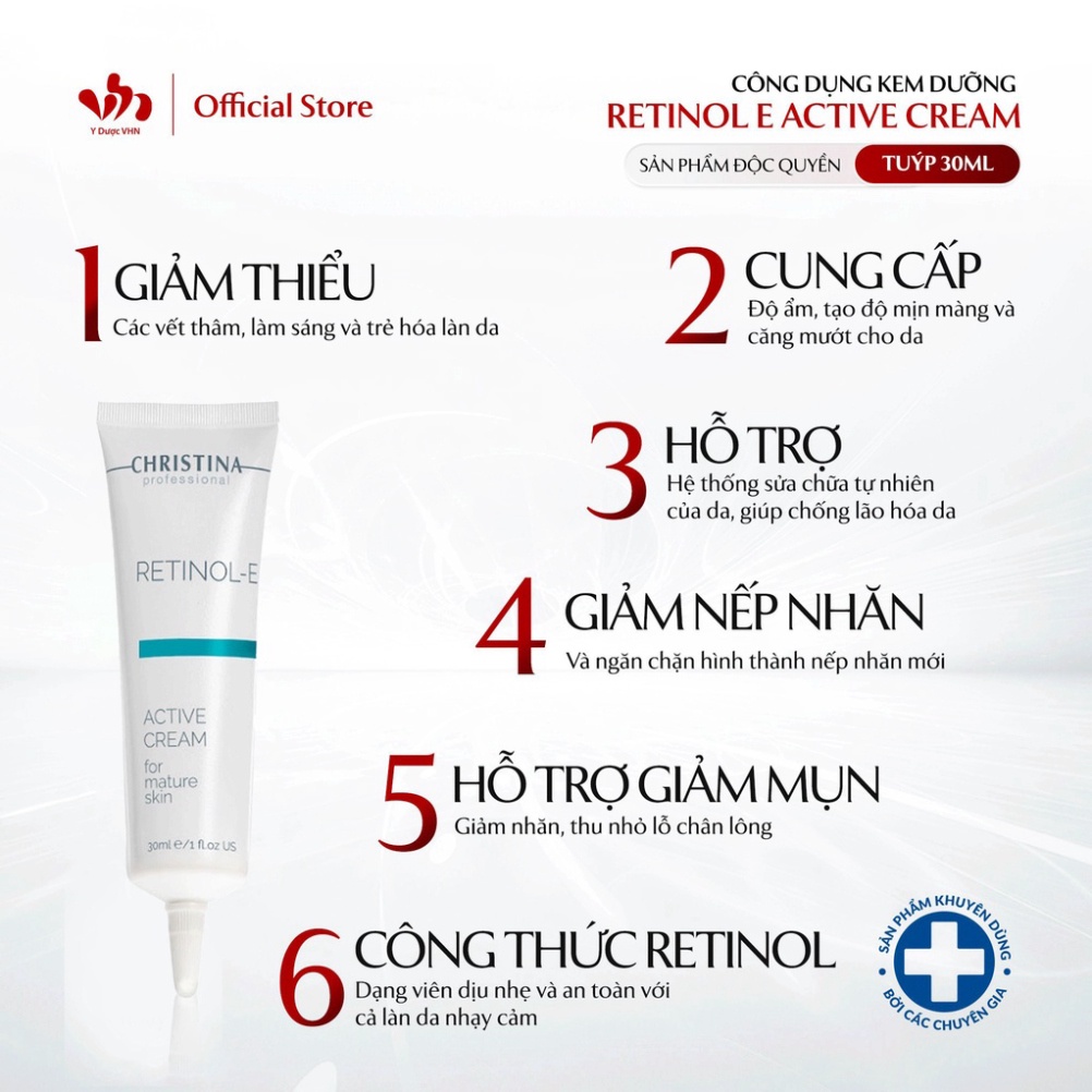 Kem dưỡng Retinol Floslek E Active Cream CHRISTINA hỗ trợ cấp ẩm, giảm mụn cho da 30ml