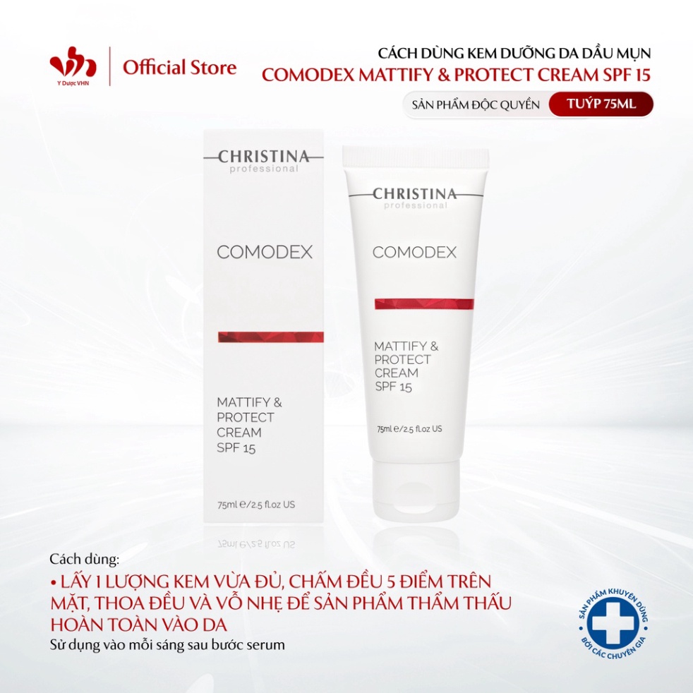 Kem dưỡng da dầu mụn Comodex Mattify & Protect Cream Floslek SPF 15 CHRISTINA giảm dầu nhờn, thu nhỏ lỗ chân lông 75ml