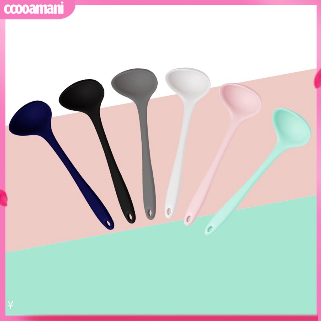 Muỗng Múc Canh Cán Dài Bằng Silicone Linh Hoạt Chống Bỏng
