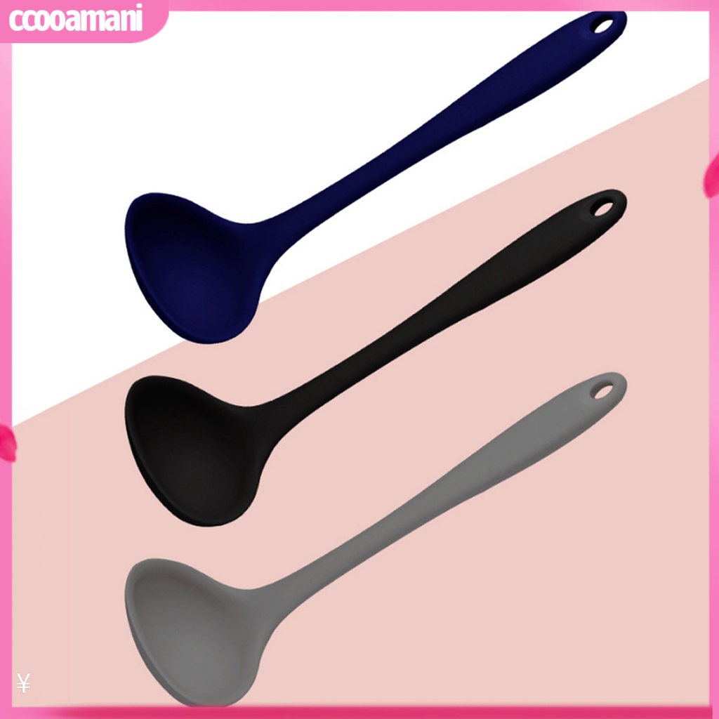 Muỗng Múc Canh Cán Dài Bằng Silicone Linh Hoạt Chống Bỏng