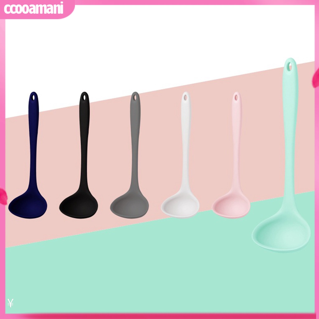 Muỗng Múc Canh Cán Dài Bằng Silicone Linh Hoạt Chống Bỏng