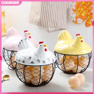 Giỏ đựng trứng gà bằng sắt chống trượt hình con gà trang trí nhà bếp