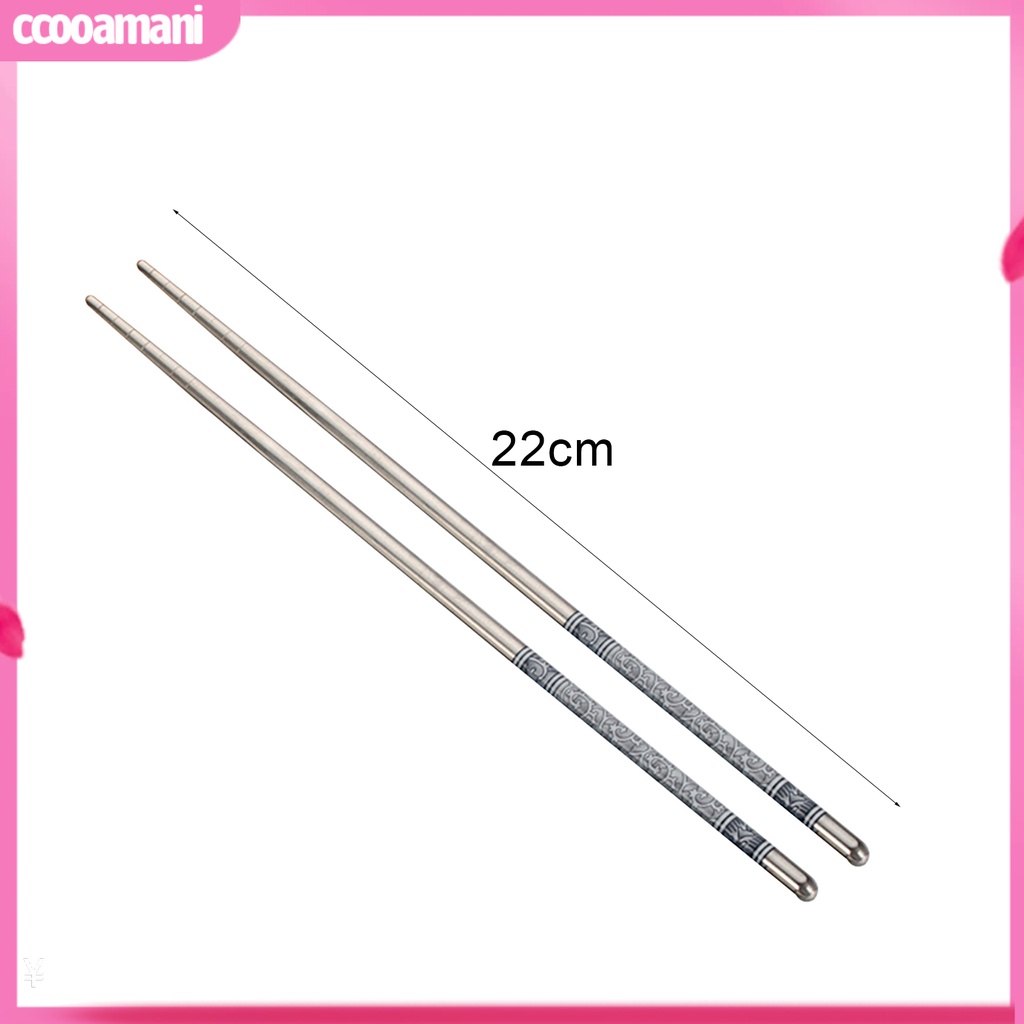 Bộ 3 Đôi Đũa Inox Chống Trượt In Hoa