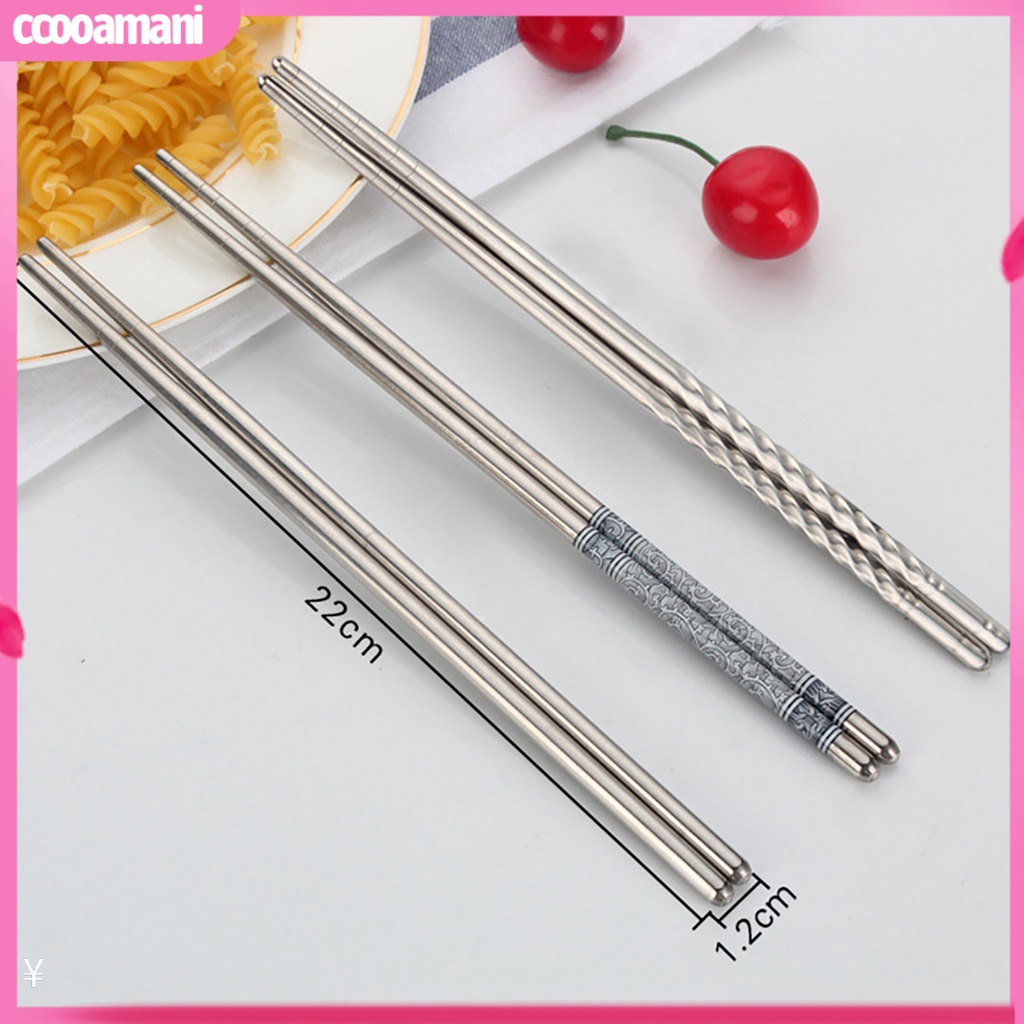 Bộ 3 Đôi Đũa Inox Chống Trượt In Hoa