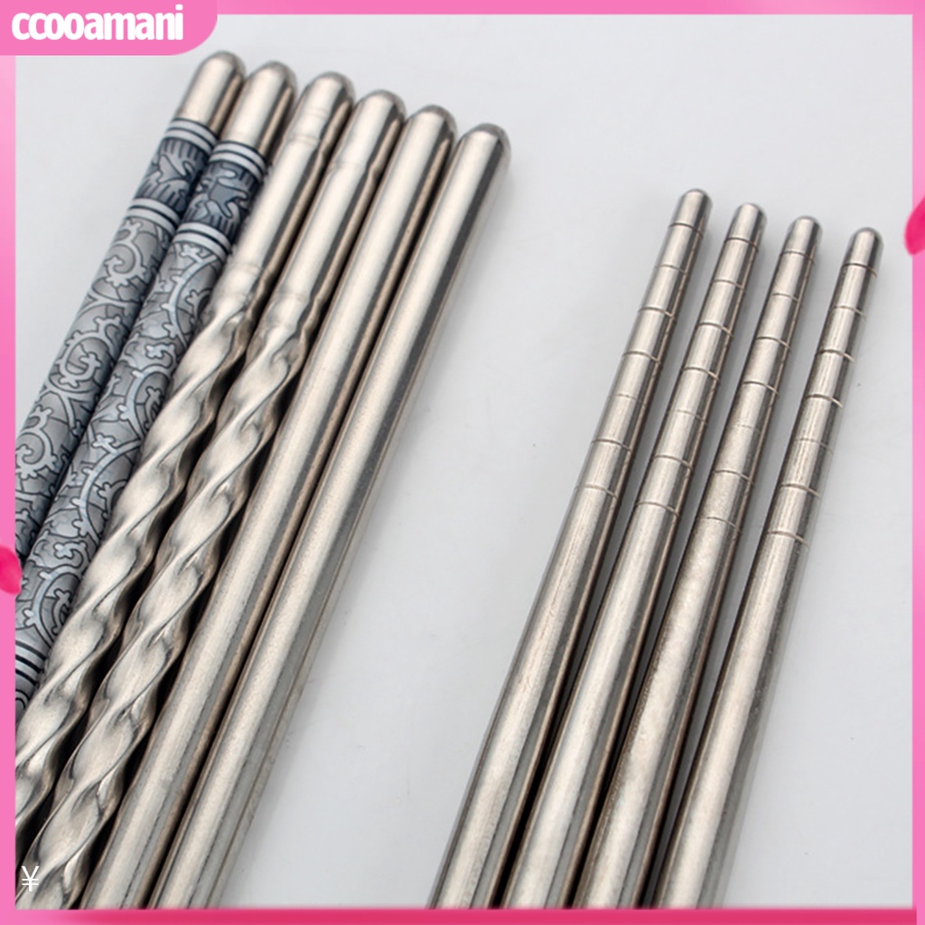 Bộ 3 Đôi Đũa Inox Chống Trượt In Hoa