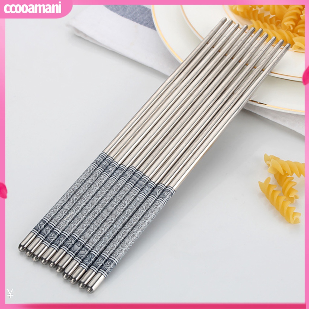 Bộ 3 Đôi Đũa Inox Chống Trượt In Hoa