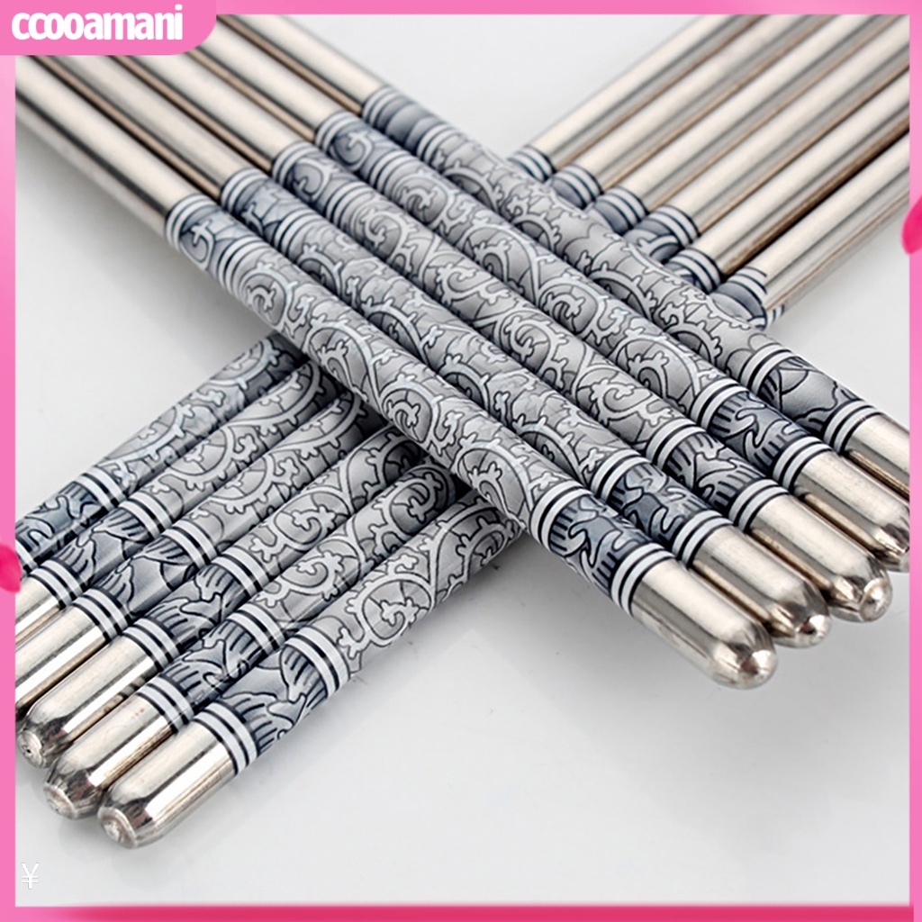 Bộ 3 Đôi Đũa Inox Chống Trượt In Hoa