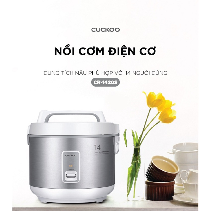 Nồi Cơm Điện Cuckoo CR-1420/SIVNCV Màu Bạc Dung Tích 2.5L - Bảo Hành Chính Hãng 12 Tháng