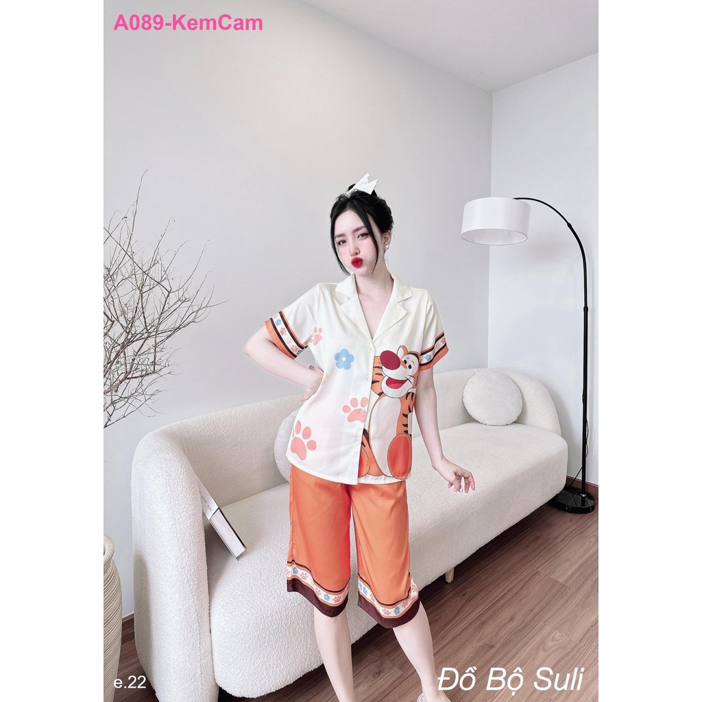 Bộ Lửng Pijama Lụa Latin A089 - Đồ Bộ Suli