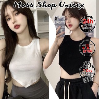 Áo croptop body ba lỗ cổ tròn vạt yếm mossshopunisex