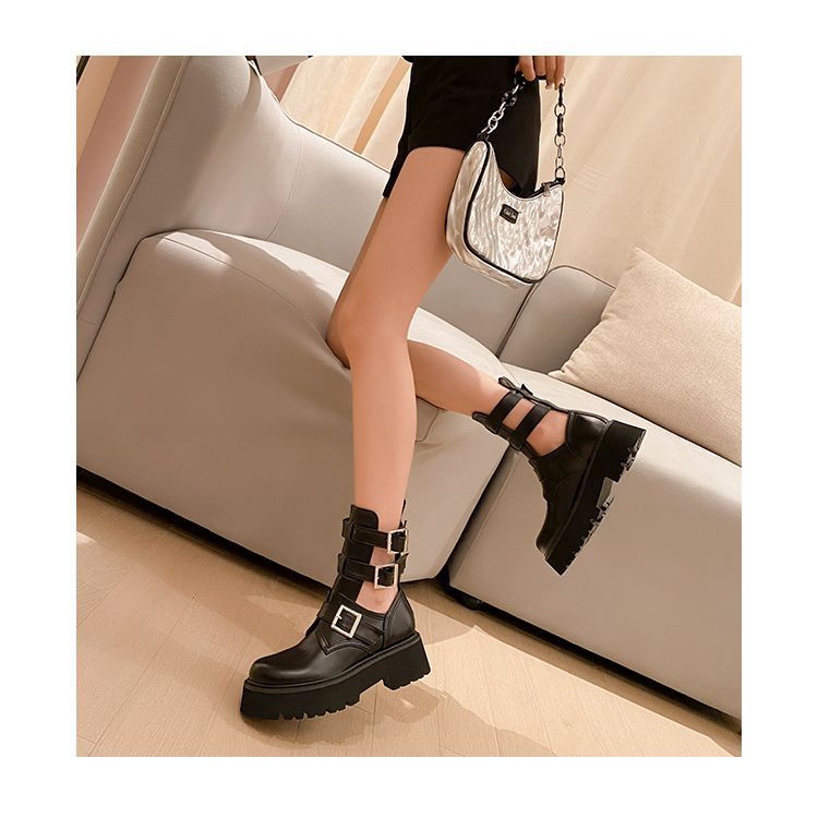 Giày Bốt Martin Đế Dày Thoáng Khí Có Khóa Cài Cá Tính