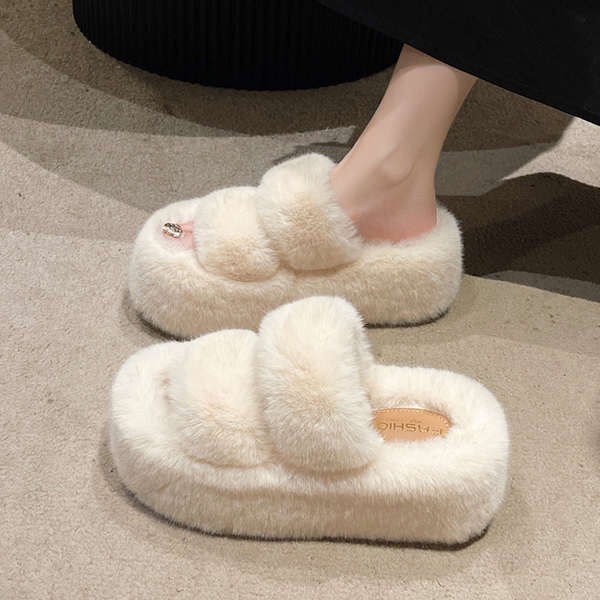 Dép Lông Nhung Đế Dày 6CM Phong Cách Thời Trang 2023