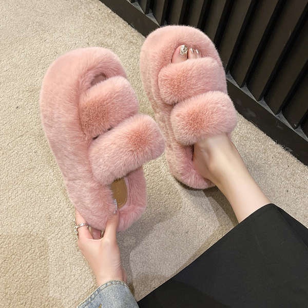 Dép Lông Nhung Đế Dày 6CM Phong Cách Thời Trang 2023