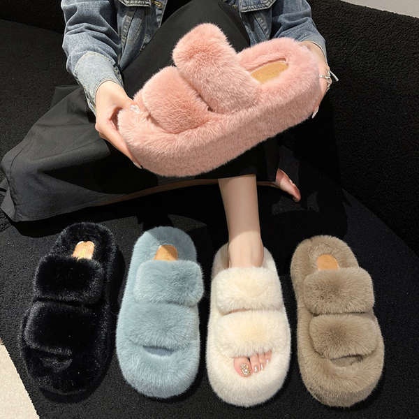 Dép Lông Nhung Đế Dày 6CM Phong Cách Thời Trang 2023