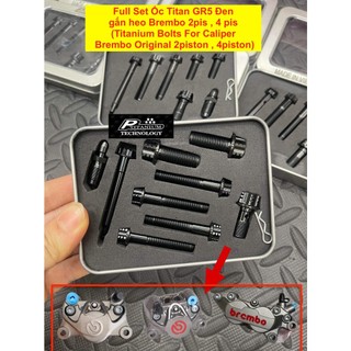 Full bộ ốc Titan Gr5 Đen PVD cho heo Brembo 2piston 4pis , Bolts For Caliper Brembo Original