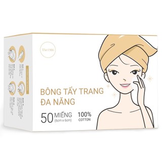 Hộp bông tẩy trang The 1986 50 miếng từ sợi bông dệt thế hệ mới