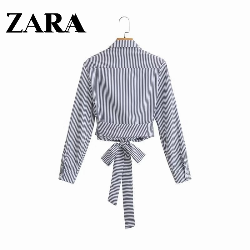 Zara Morocco full tag - Áo Zara sơ mi kẻ buộc eo giản dị cá tính