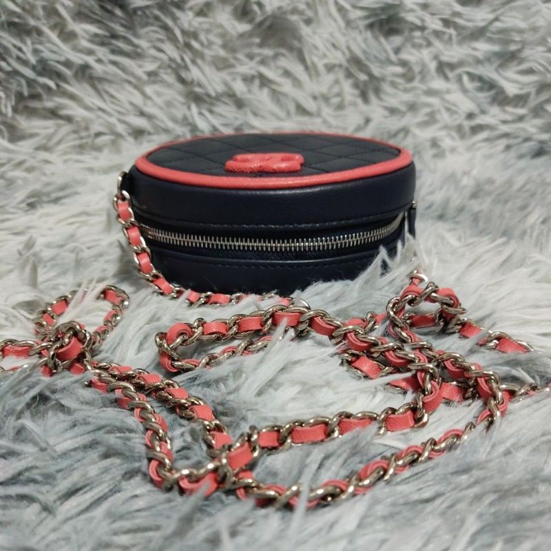 Túi si H83 tuyển hiệu CH*N*L da lambskin size đường kính 12cmx4cm