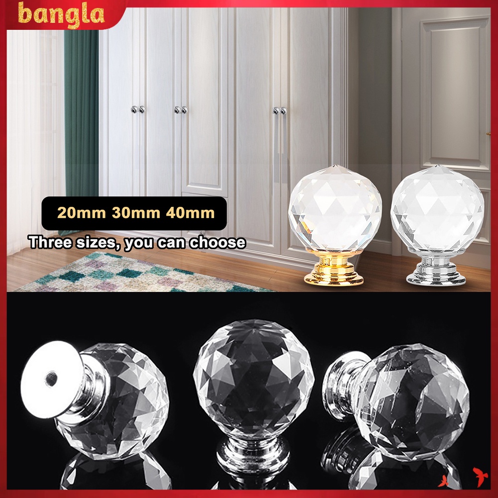 Tay Nắm Cửa Tủ Bằng Thủy Tinh Pha Lê Kích Thước 20 / 30 / 40mm