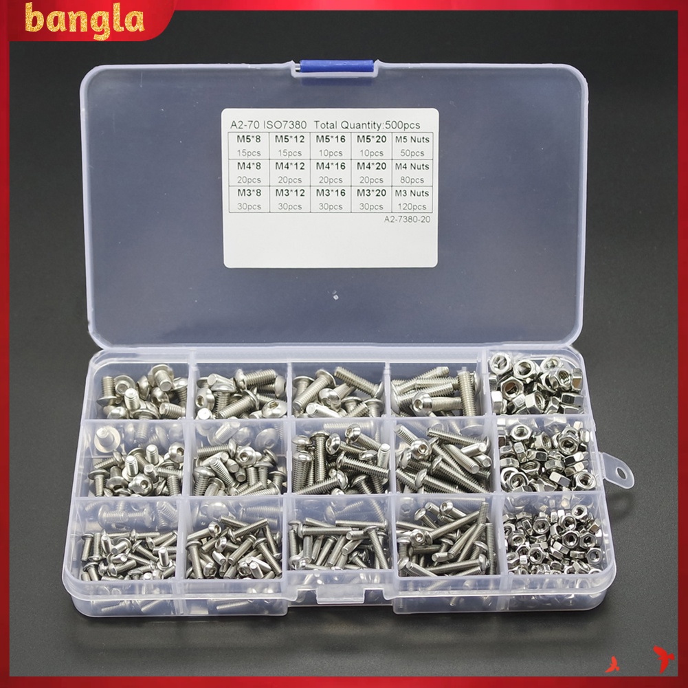 Set 500 ốc vít bằng thép không gỉ 304 304 M3 M4 M5 đa năng tiện dụng