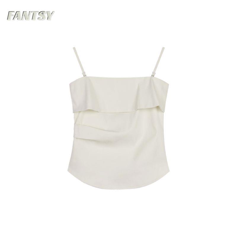 Bộ Áo Hai Dây Dáng Ôm Phối Quần Dài Ống Rộng Thời Trang Mùa Hè Cho Bạn Gái