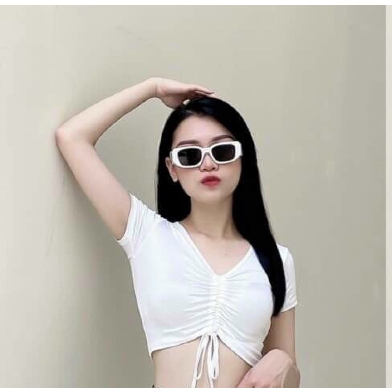 Áo crotop tập gym yoga dây rút nữ