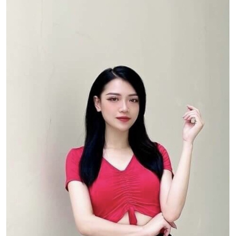 Áo crotop tập gym yoga dây rút nữ