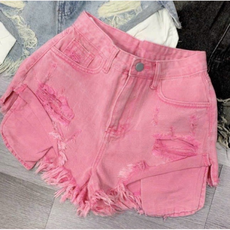 Quần shorts đùi jeans rách đùi tua rua lòi túi  - T5L xưởng may HP