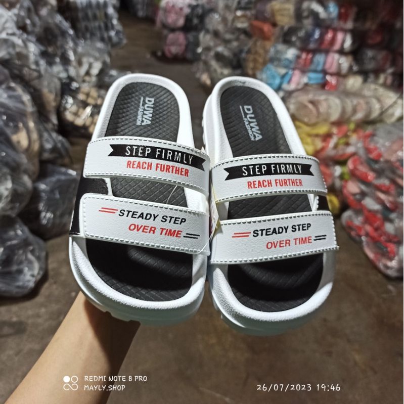 Dép 2 Quai Gài Nút Duwa In Chữ Mẫu Mới Nam Nữ Đi Mưa Đi Nước ☁️☁️☁️ Ảnh Thật ☁️☁️☁️