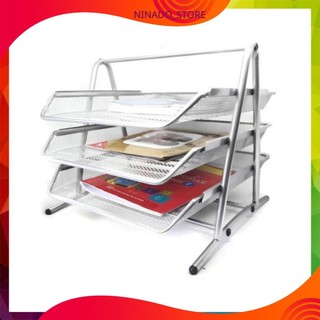 Khay để tài liệu 3 tầng bằng thép lưới cao cấp