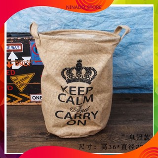 Giỏ vải đựng đồ giặt không thấm nước vải bố có thể gấp gọn 34X27 cm