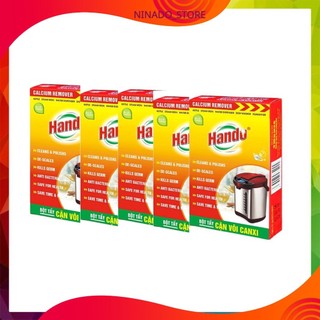 Combo 4 Hộp 8 gói bột tẩy cặn canxi cây nước ấm đun nước bình nóng lạnh Hando
