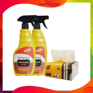 Combo 2 chai đánh bóng đồ gỗ 600ml tặng 1 gói giấy ăn gấu trúc loại đẹp