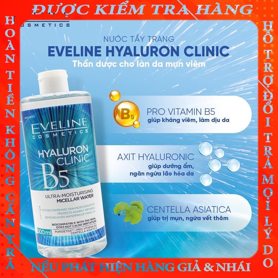 Nước tẩy trang Eveline Hyaluron Clinic B5 Puridetox (500ml)