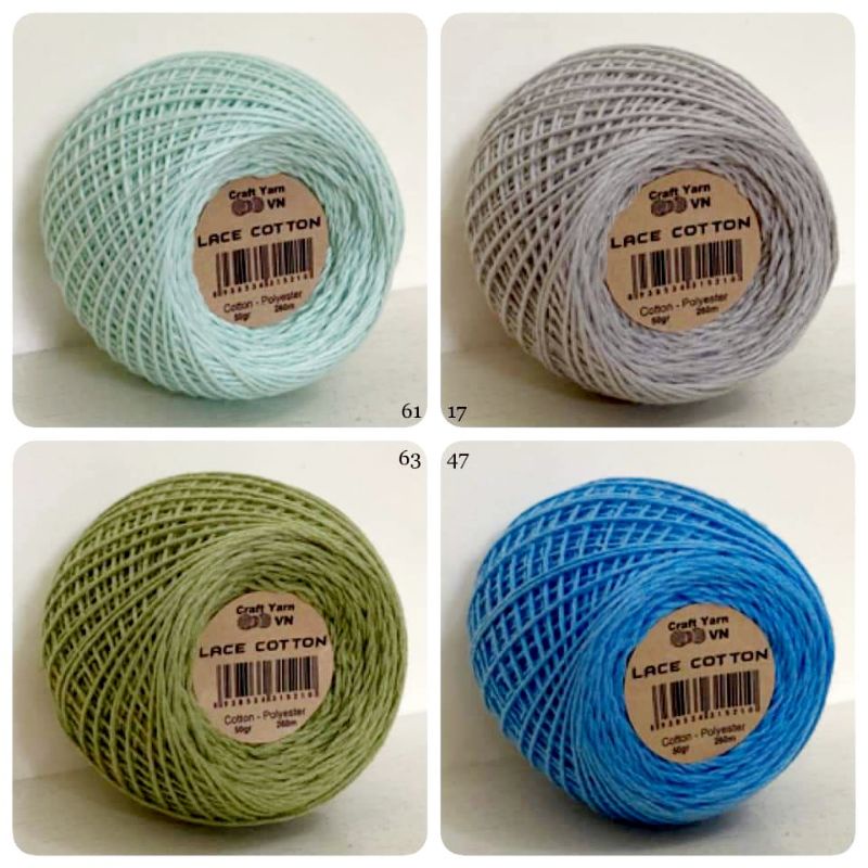 Sợi Lace Cotton 50g nhỏ xinh móc áo, váy, bikini, thú bông nhỏ