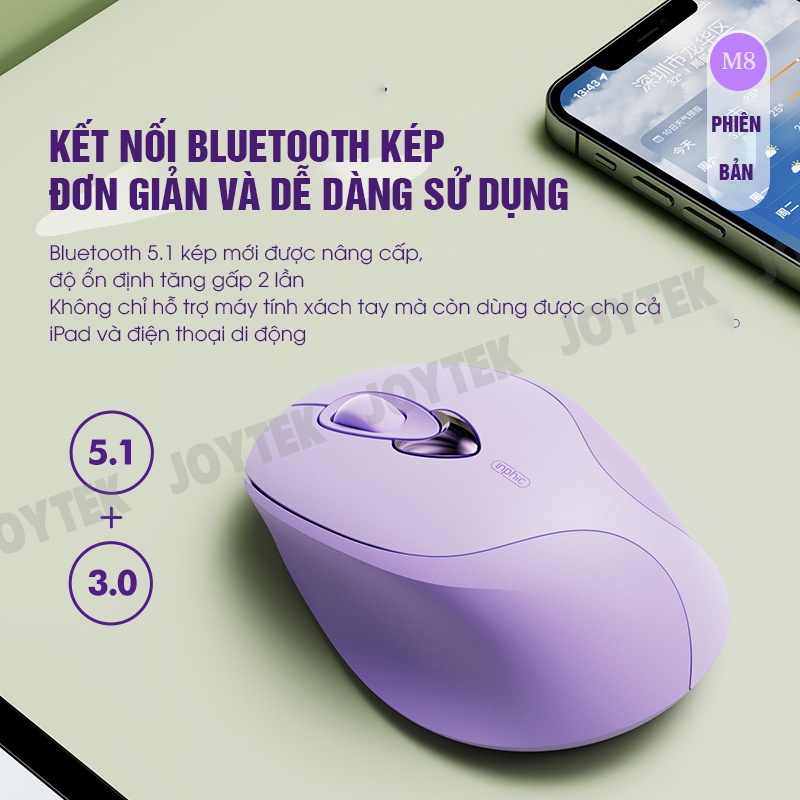 Chuột Không Dây Bluetooth và 2.4ghz  Kiểu Dáng Thời Trang INPHIC M8 Hỗ Trợ Cho Điện Thoại, Máy Tính Bảng, Laptop