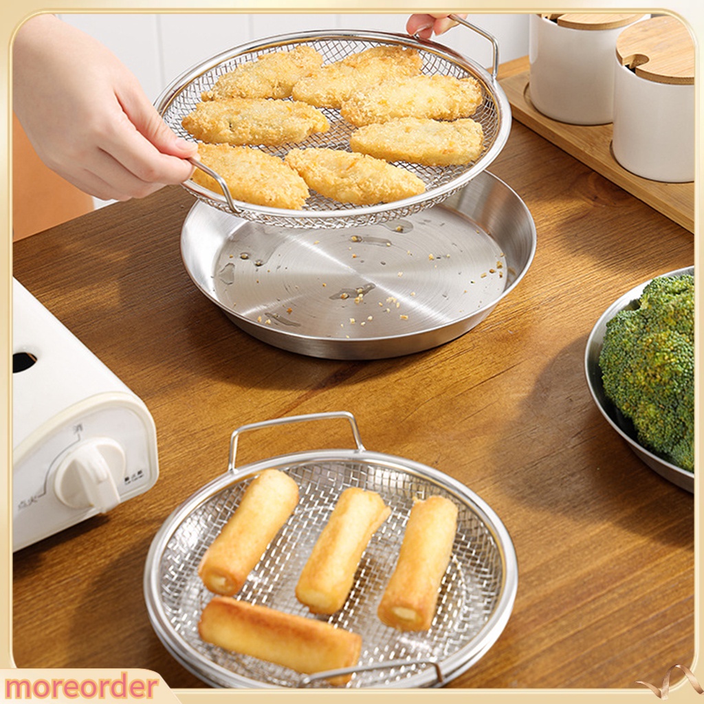 (MORE) Giá Đỡ Dĩa Ráo Dầu Cạnh Tròn Có Tay Cầm Cho Nhà Bếp